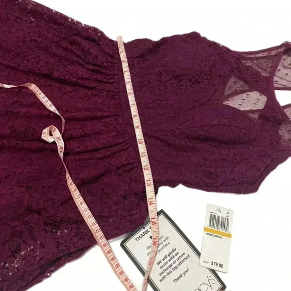 CITY STUDIO Mini Dress Sz 7 (Small) Lace Burgundy Sleeveless Fit Flare NWT - Picture 12 of 16